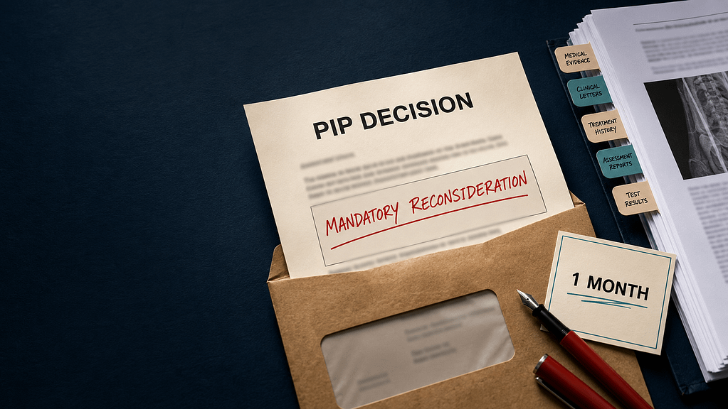 Challenge a PIP decision by mandatory reconsideration. Check the one-month deadline, how to use form CRMR1, what evidence to send and what happens next.