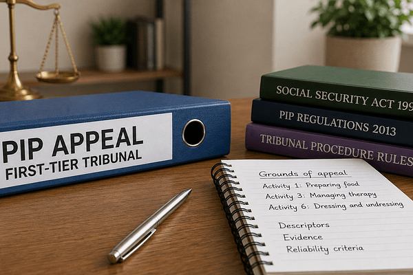 PIP appeal after Mandatory Reconsideration? Learn the one-month deadline, late appeal rules, evidence, grounds of appeal and how the First-tier Tribunal works.